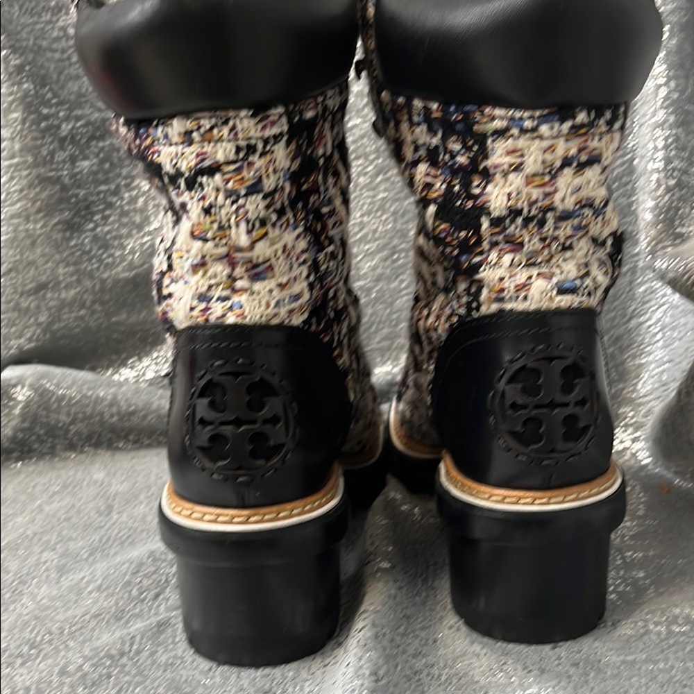 Tory Burch Women's Tweed Ankle Boots - Black and Cream - Picture 4 of 13